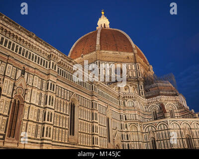 Europe,Italy,Tuscany,Florence,Facade of the the Gothic-Renaissance Duomo of Florence,Basilica of Saint Mary of the Flower,Firenza Basilica di Santa Maria del Fiore Stock Photo