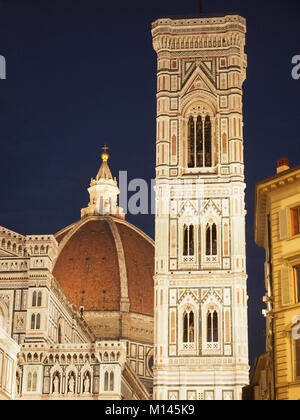 Europe,Italy,Tuscany,Florence,Giotto bell tower in renaissance Basilica of Santa Maria del Fiore in Duomo Square Stock Photo
