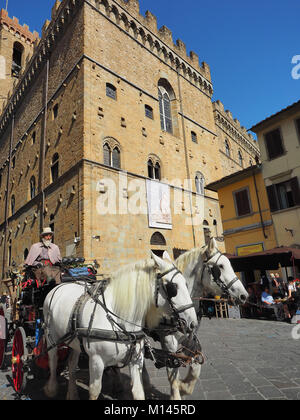 Tourist Horse carriagein old town Florence Firenze Tuscany central Italy Europe, Stock Photo