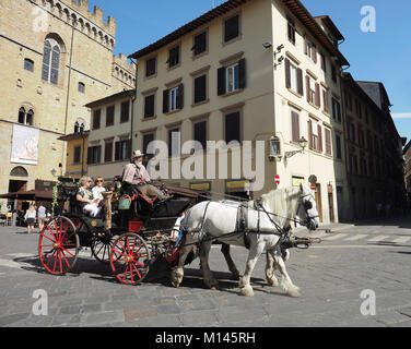 Tourist Horse carriagein old town Florence Firenze Tuscany central Italy Europe, Stock Photo