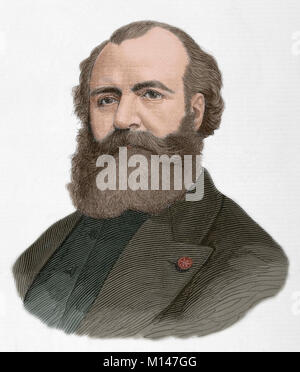 Charles Gounod (1818-1893). French composer. Portrait. Engraving. 'La Academia'. 19th century. Colored. Stock Photo