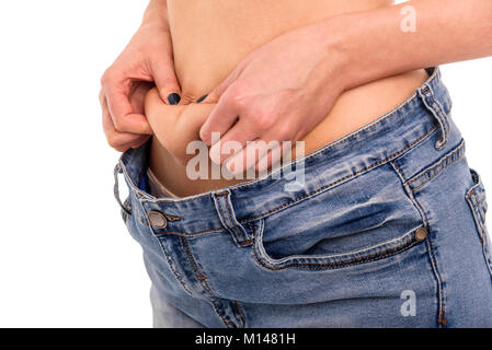 Fat on the abdomen. Stock Photo