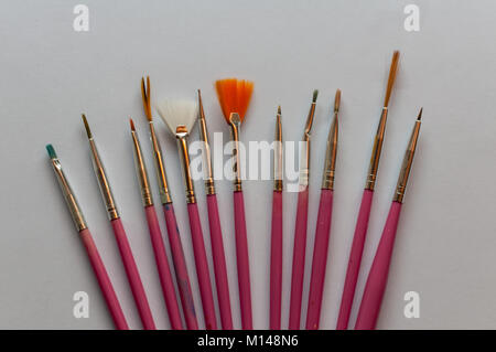 Close-up of painter's brushes isolated on white background Stock Photo