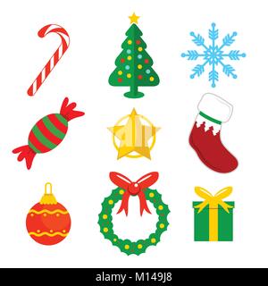 Christmas Flat Icons Vector Graphic Illustration Sign Symbol Design Stock Vector