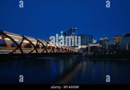 Peacebridge in the blue hour, Calgary, Alberta, Canada Stock Photo