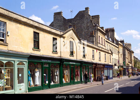 Bath, UK - 3rd July 2011: Shops line the road on historic Pultney Bridge over the River Avon in the City of Bath, Somerset, UK. Bath is a UNESCO World Heritage Site famous for it's architecture. Stock Photo