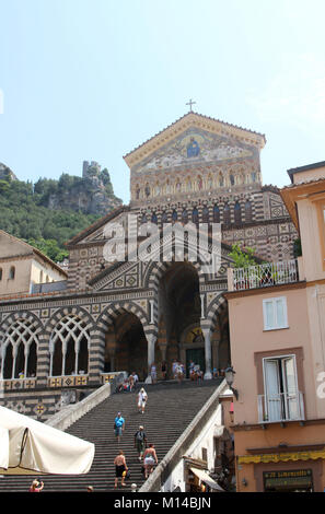 The front entrance of the Amalfi Cathedral, Piazza del Duomo, Amalfi, Italy. Stock Photo