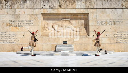 Evzones changing the guard, Athens, Greece Stock Photo