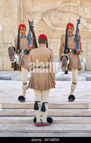 Ceremony of changing the guard, Athens, Greece Stock Photo
