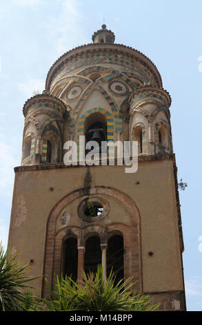 The Amalfi Cathedral bell tower, Piazza del Duomo, Amalfi, Italy. Stock Photo