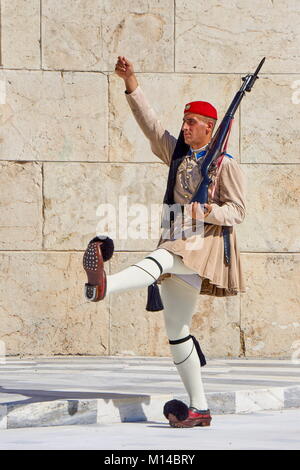 Ceremony of changing Evzones guard (presidential guards), Athens, Greece Stock Photo