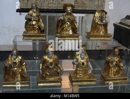 Small Reliquaries holding remains of saints, Amalfi Cathedral, Amalfi, Italy. Stock Photo