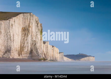 The Seven Sisters chalk cliffs near Seaford, East Sussex, England, UK Stock Photo