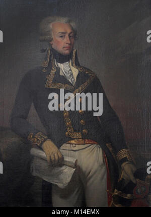 Oil canvas painting portrait of Marie Paul Josh Yves-Gil Motier Marquis De Lafayette as a lieutenant general, in 1791, by Joseph-Desire Court in Room  Stock Photo