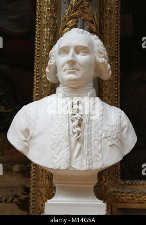 Marble bust of Lieutenant General Louis Joseph de Montcalm-Gozon, Marquis de Saint-Veran (called Montcalm) by Francisque Joseph Duret in the Gallery o Stock Photo