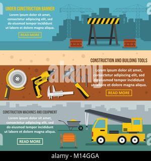 Under construction banner concept set, flat style Stock Vector