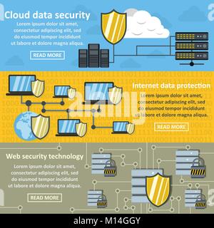 Cloud data banner horizonatal set, flat style Stock Vector