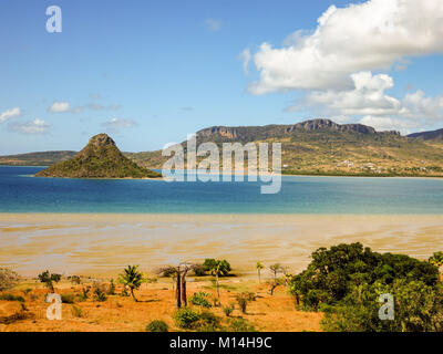 Sunny day at the north cap of Madagascar with the sugarloaf island at Diego Suarez Stock Photo