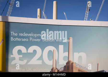 On-going construction work in Battersea, surrounding Battersea Power Station, on 22 January 2018, in south London, England. Stock Photo