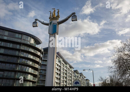 Flats and apartments at the large Chelsea Bridge Wharf development on Queenstown Road, near Battersea Power Station, on 22 January 2018, in south London, England. Stock Photo