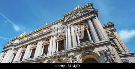 Palais or Opera Garnier wide angle corner view Stock Photo