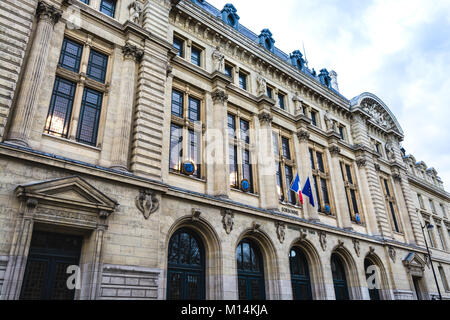 Paris, France - December 9, 2017: Sorbonne University building in the Latin Quarter, the historical house of the former University of Paris. Stock Photo