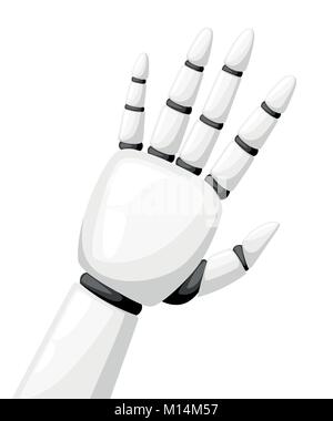 White robot hand or robotic arm for prosthetics vector illustration isolated on white background website page and mobile app design Stock Vector