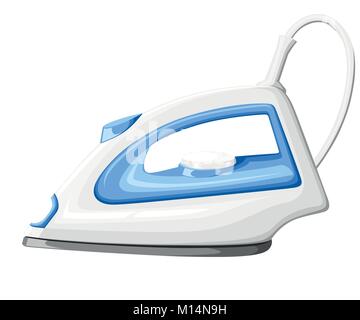 White electric steam iron vector illustration isolated on white background website page and mobile app design. Stock Vector