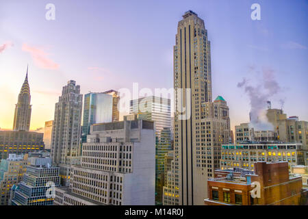 New York City, USA, Jan 2018, view of the sunrise over Manhattan from the 29th floor Stock Photo