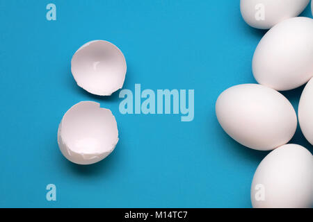 Broken Egg With Yolk Near The Whole Eggs Stock Photo