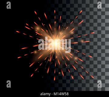 Beautiful bright red firework decoration firework for Christmas New Year celebration holiday festival birthday isolated on the transparent background  Stock Vector