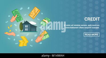 Credit banner horizontal, cartoon style Stock Vector