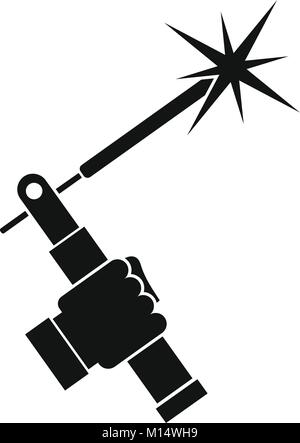 Mig welding torch in hand icon simple Stock Vector