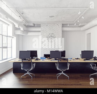 Modern loft office interior. Contemporary business concept. 3d rendering Stock Photo