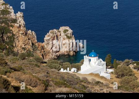 Greece, Cyclades islands, Sifnos island, Panagia Poulati church Stock Photo
