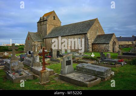 France, Manche, Cotentin peninsula, Jobourg, romanesque church (11th century) Stock Photo