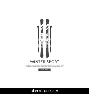 Winter sport icons collection. Skiing and snowboarding set equipment isolated on white background in flat style design. Elements for ski resort pictur Stock Vector