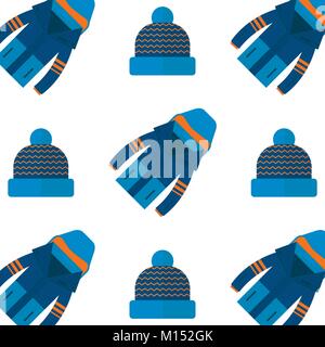 Winter pattern with sport icons collection. Skiing and snowboarding set on white background in flat style design. Elements for ski resort picture, mou Stock Vector