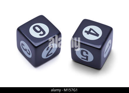 Two Black Dice Isolated on a White Background. Stock Photo