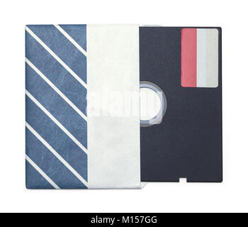 Vintage Floppy Disc with Sleeve Isolated on a White Background. Stock Photo