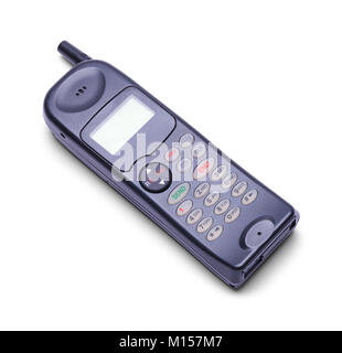 Old Vintage Cell Phone Isolated on a White Background. Stock Photo