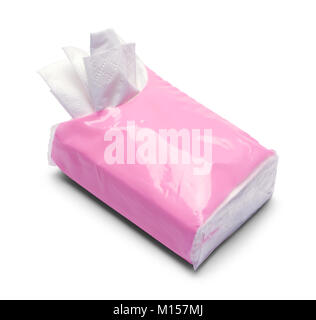 Small Open Tissue Pack Isolated on a White Background. Stock Photo