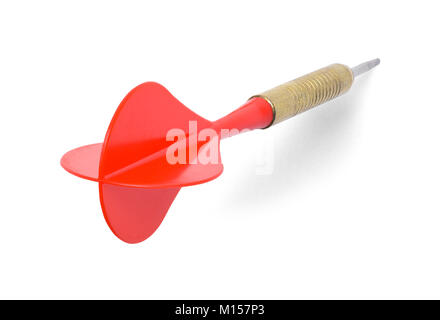 Red Dart Stuck on a White Background. Stock Photo
