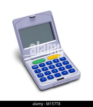 Flip Open Calculator Isolated on a White Background. Stock Photo