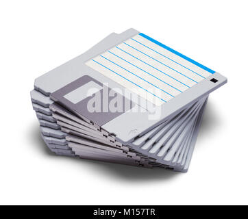 Stack of 3.5 Computer Diskettes Isolated on a White Background. Stock Photo