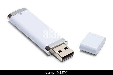 USB Thumb Drive and Cap Isolated on a White Background. Stock Photo