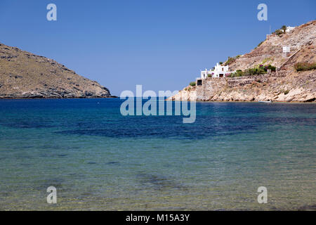 View over Megalo Livadi bay on island's west coast, Serifos, Cyclades, Aegean Sea, Greek Islands, Greece, Europe Stock Photo