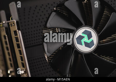ZenCash Cryptocurrency Mining Using Graphic Cards Stock Photo