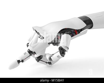 Pointing robot hand isolated on white background Stock Photo
