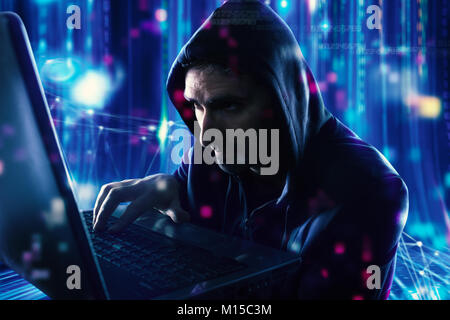 Hacker reading personal information. Concept of privacy and security Stock Photo
